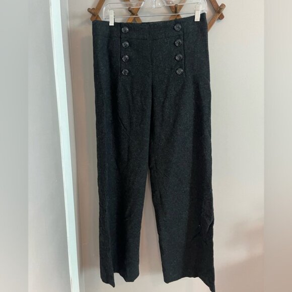 HampM wool blend lined sailor pants charcoal grey size 8 - Picture 2 of 5